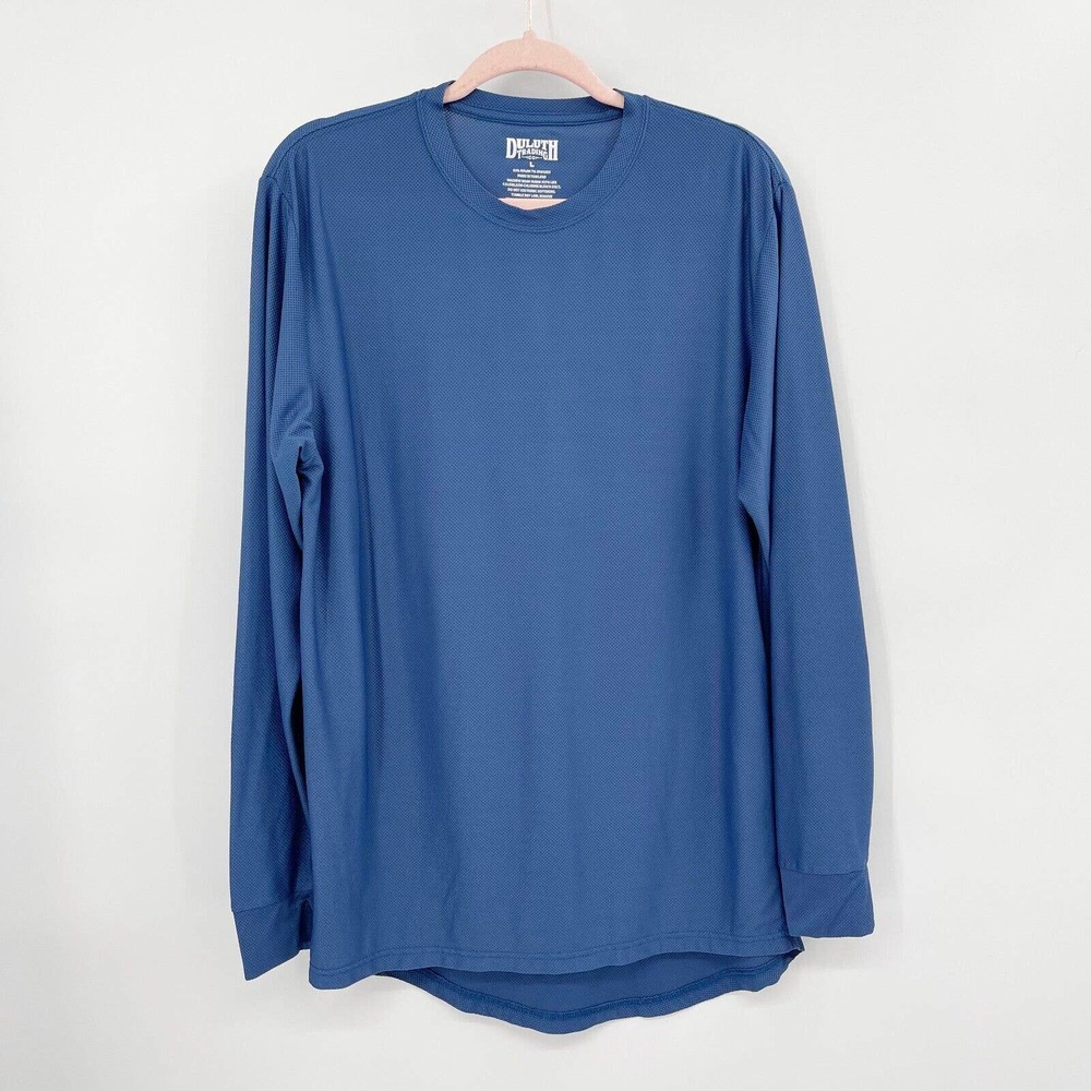 Duluth Trading Longtail Long Sleeve T-Shirt Blue Size L Relaxed Fit Thumbholes